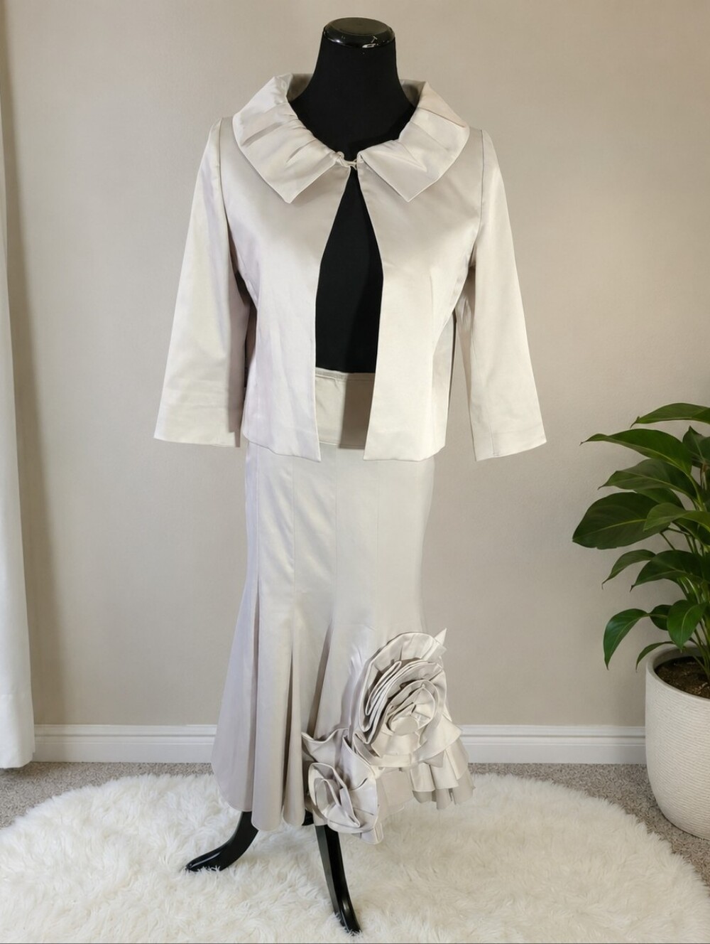 Stunning True Vintage Anna Meyer Paris 2 pc Dress Taupe sz EU 36/ US 6